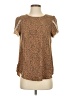 Angashion 100% Polyester Brown Short Sleeve Blouse Size S - photo 1