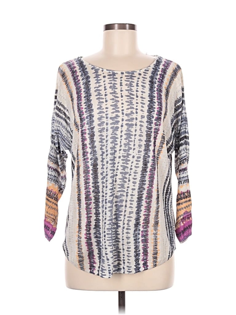 Pre-owned Nic + Zoe 3/4 Sleeve T-shirt In Ivory