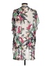 H&M 100% Polyester Tropical Ivory Gray Cocktail Dress Size M - photo 2
