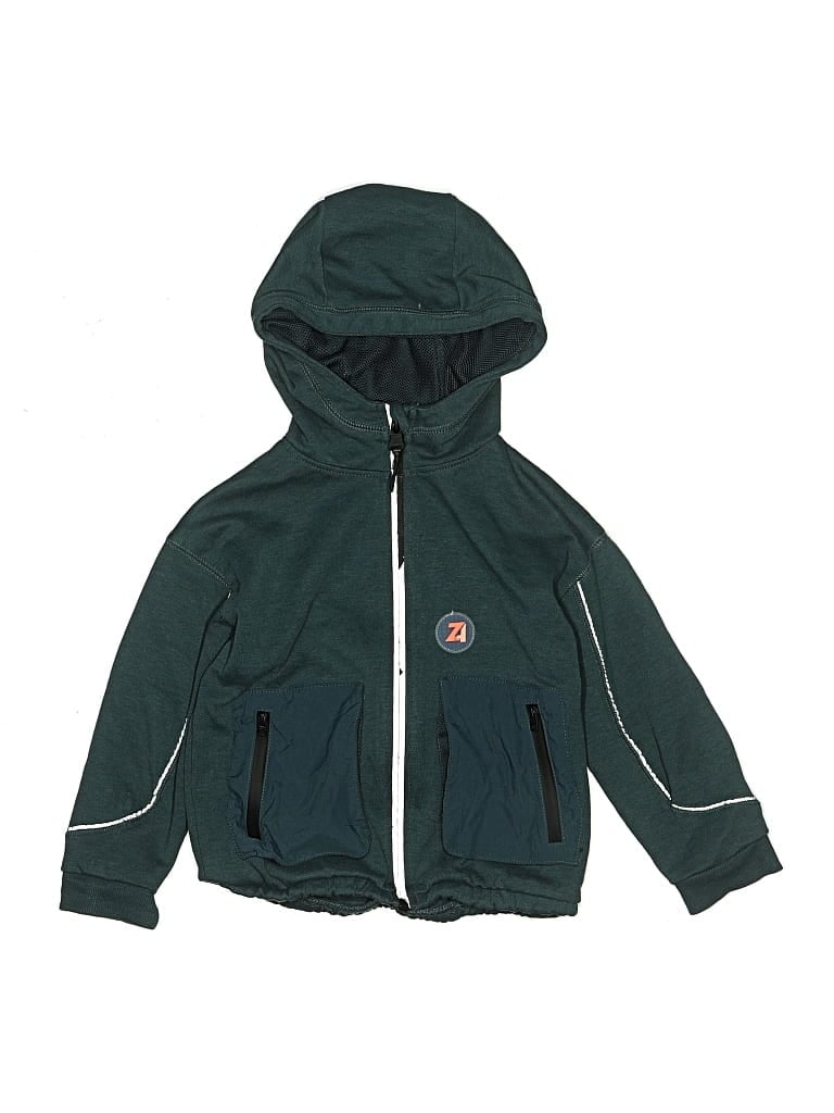 Pre-owned Zara Kids' Zip Up Hoodie In Green