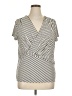 Vince Camuto Stripes Silver Short Sleeve Top Size 1X - photo 1