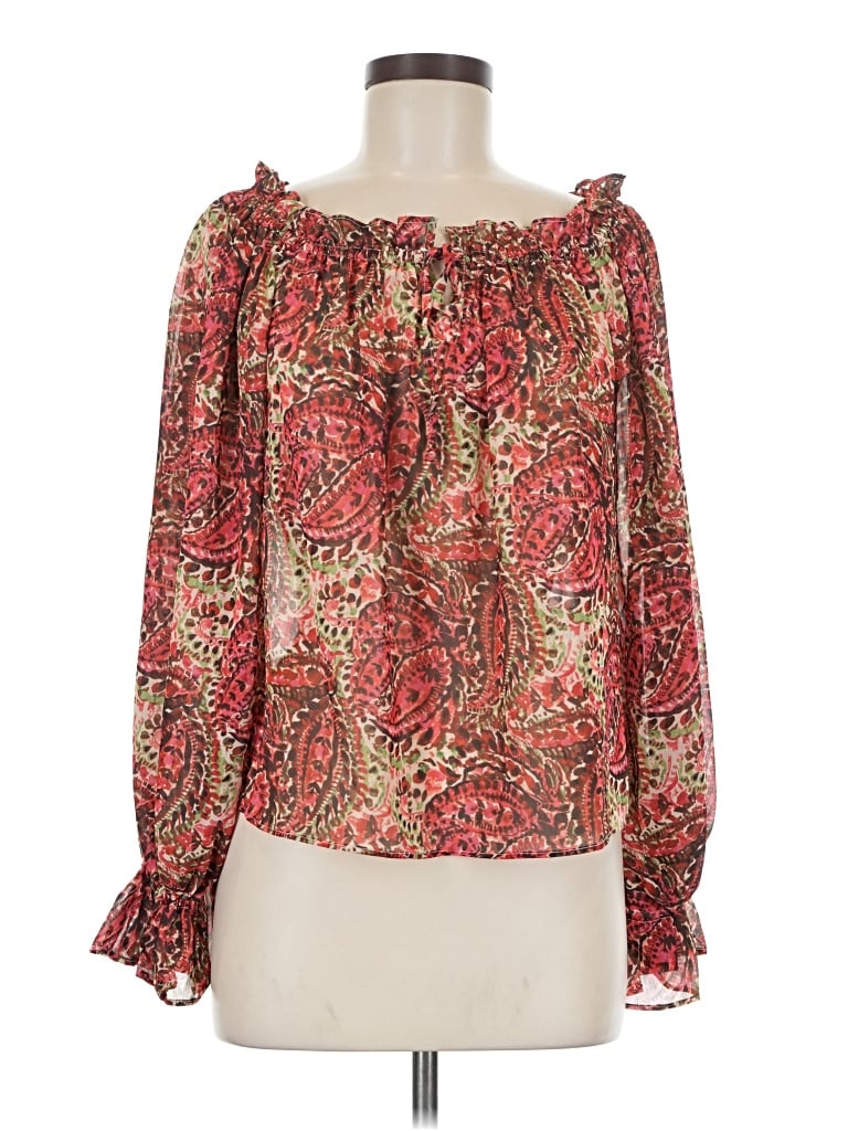 Pre-owned Vici Long Sleeve Blouse In Red