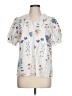 Shein 100% Polyester Floral Ivory Short Sleeve Blouse Size L - photo 1