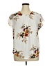 Shein Curve 100% Polyester Floral Ivory Short Sleeve Blouse Size 14 Plus (1) - photo 1