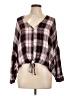 Express 100% Rayon Plaid Burgundy Long Sleeve Blouse Size L - photo 1