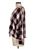 Express 100% Rayon Plaid Burgundy Long Sleeve Blouse Size L - photo 5
