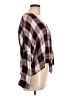 Express 100% Rayon Plaid Burgundy Long Sleeve Blouse Size L - photo 4