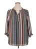 Cj Banks 100% Polyester Stripes Gray 3/4 Sleeve Blouse Size 16 - 18 - photo 1