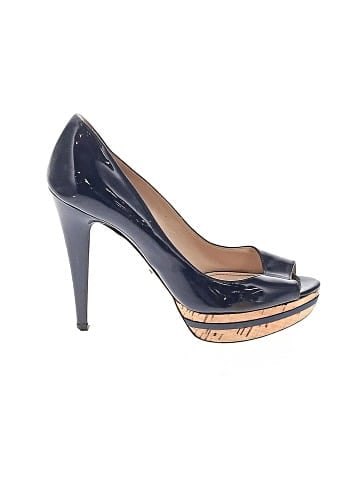 Prada Patent Leather Open Toe Platform Pumps (view 1)