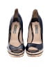 Prada 100% Leather Blue Patent Leather Open Toe Platform Pumps Size EU 37 1/2 - photo 2