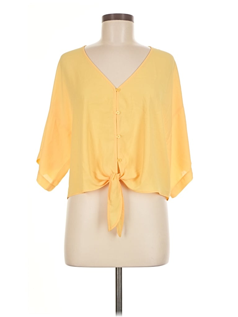 Pre-owned Forever 21 3/4 Sleeve Blouse In Yellow