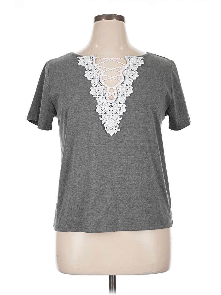 Pre-owned Shein Short Sleeve T-shirt In Gray