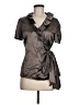 Lafayette 148 New York Gray Short Sleeve Blouse Size 8 - photo 1