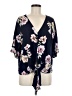 LUQ 100% Rayon Blue Short Sleeve Blouse Size M - photo 1
