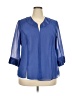 Dana Kay 100% Polyester Blue 3/4 Sleeve Blouse Size 18 - photo 1