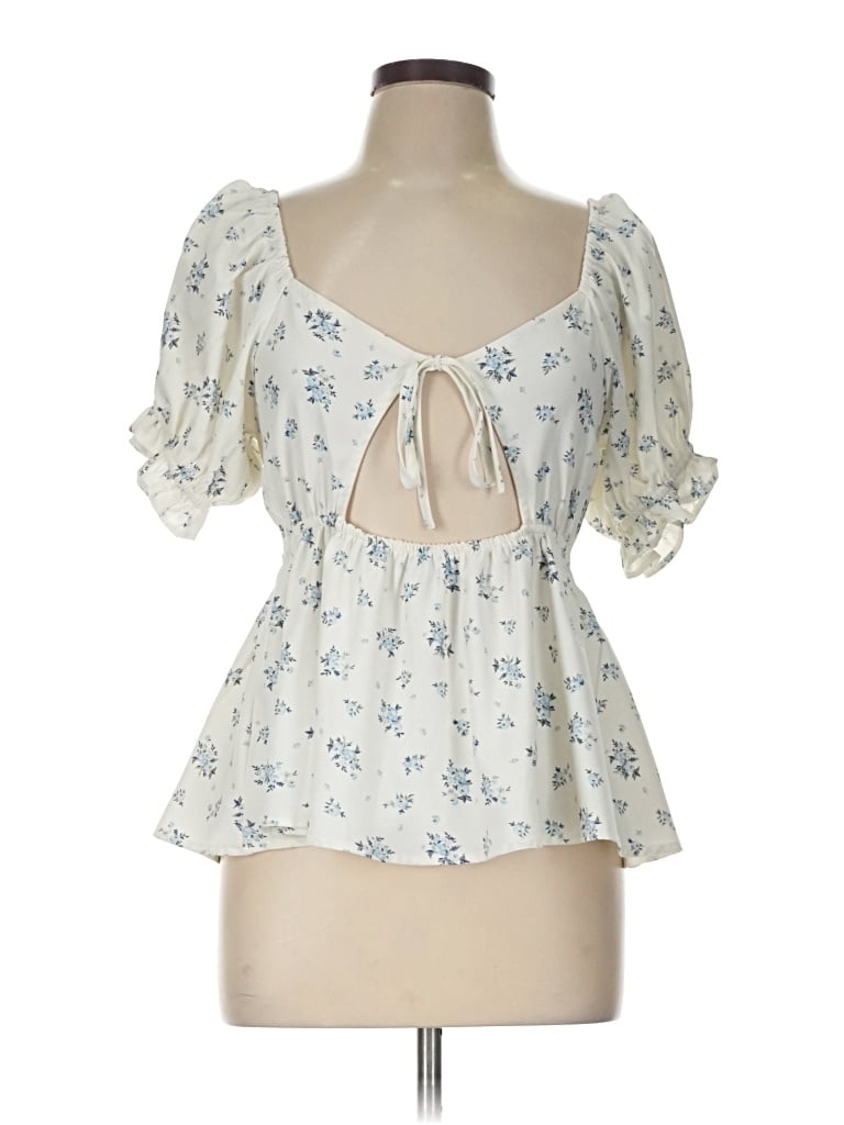 Pre-owned Originality 3/4 Sleeve Blouse In White