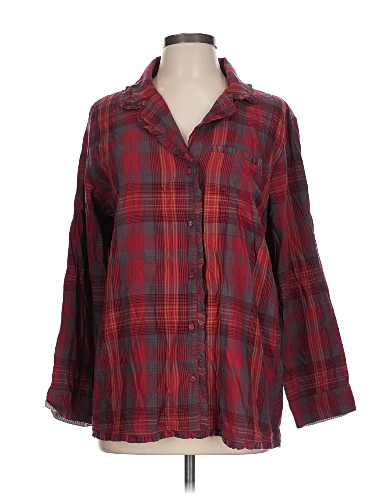 Pre-owned Soft Surroundings 3/4 Sleeve Button Down Shirt In Red