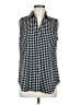 Ann Taylor 100% Polyester Houndstooth Black Sleeveless Blouse Size M - photo 1