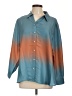 Susan Graver 100% Polyester Color Block Teal Long Sleeve Blouse Size L (petite) - photo 1