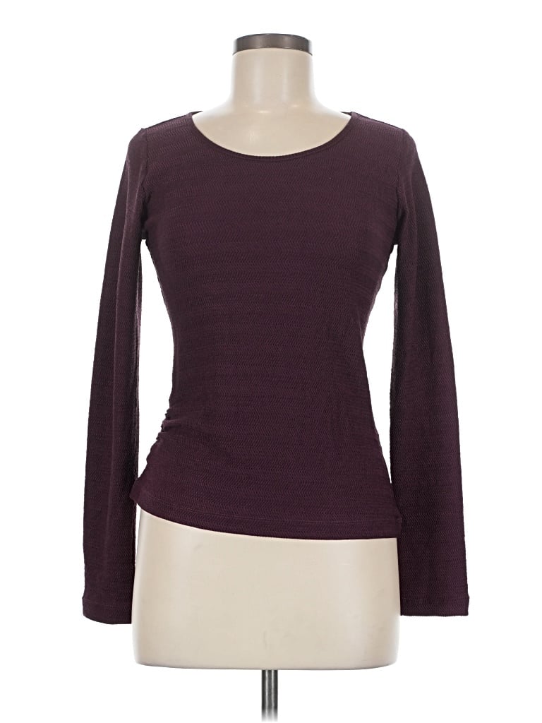 Pre-owned Max Studio Long Sleeve T-shirt In Burgundy