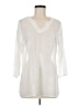 Chico's 100% Polyester Ivory 3/4 Sleeve Top Size Med (1) - photo 1