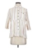 True Craft Stripes Ivory 3/4 Sleeve Button-Down Shirt Size S - photo 1