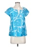 J.Crew 100% Silk Blue Short Sleeve Silk Top Size 2 - photo 1