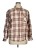 Staccato 100% Cotton Plaid Brown Long Sleeve Button-Down Shirt Size XL - photo 1