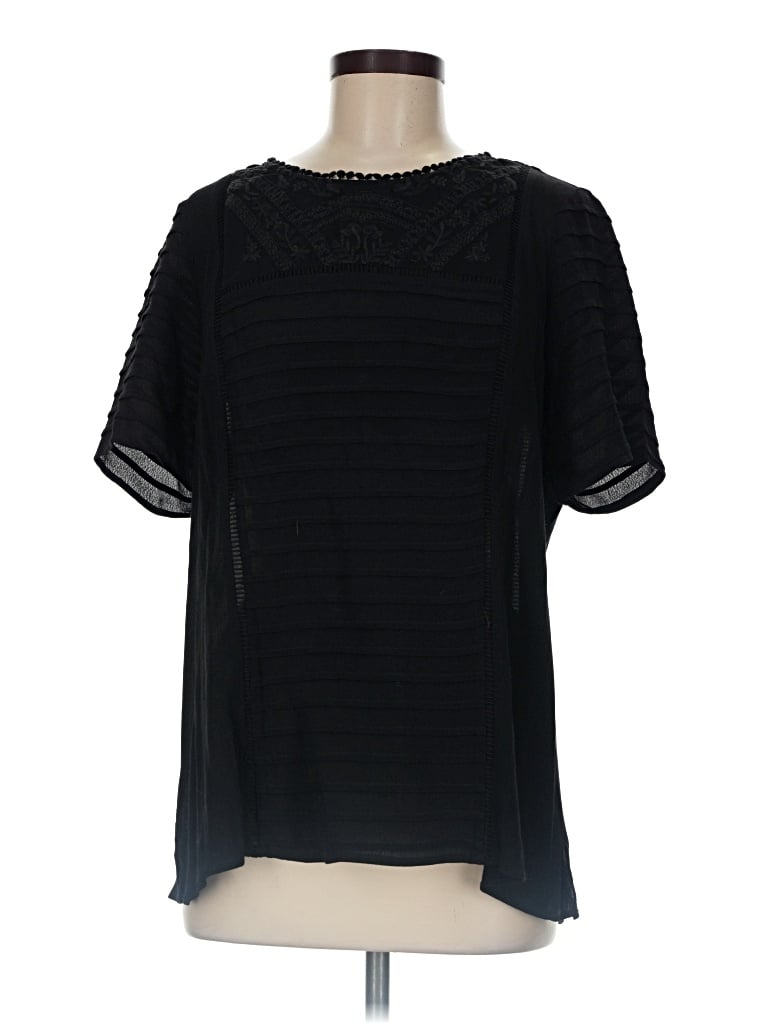 Pre-owned Daniel Rainn Short Sleeve Blouse In Black