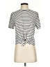 Unbranded Stripes Ivory Short Sleeve Turtleneck Size S - photo 1