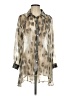 Comfy U.S.A. Animal Print Tan Long Sleeve Blouse Size S - photo 1