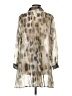 Comfy U.S.A. Animal Print Tan Long Sleeve Blouse Size S - photo 2