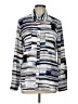 Calvin Klein 100% Polyester Stripes Silver Long Sleeve Blouse Size L - photo 1
