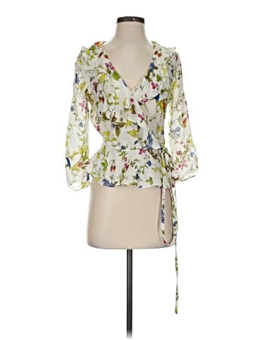 Milly 3/4 Sleeve Silk Top (view 1)