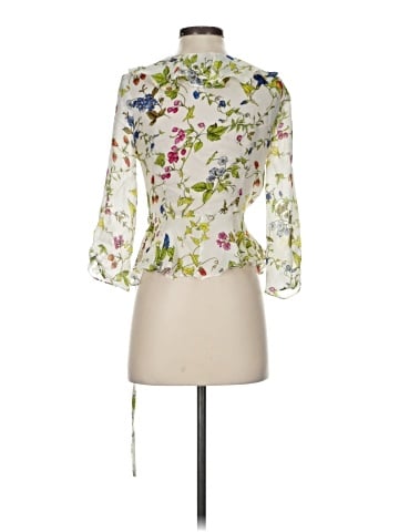 Milly 3/4 Sleeve Silk Top (view 2)