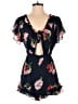 Aqua 100% Polyester Floral Blue Romper Size S - photo 1