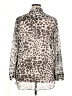 DKNYC 100% Polyester Animal Print Silver Long Sleeve Blouse Size XL - photo 2