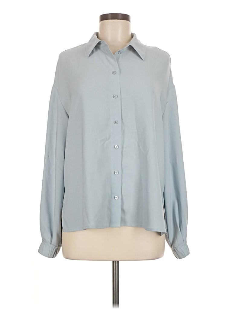 Pre-owned Maison D' Amelie Long Sleeve Blouse In Gray