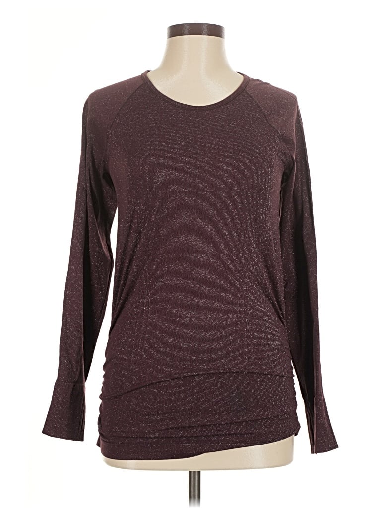 Pre-owned Athleta 3/4 Sleeve T-shirt In Burgundy
