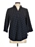 Chico's 100% Cotton Polka Dots Black 3/4 Sleeve Button-Down Shirt Size Med (1) - photo 1