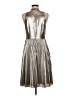 Ann Taylor 100% Polyester Metallic Silver Cocktail Dress Size 8 - photo 2