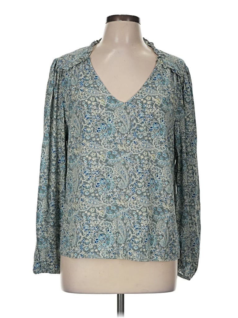 Pre-owned Frye Long Sleeve Blouse In Teal