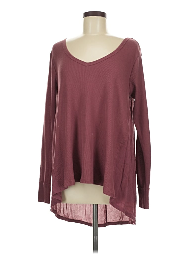 Pre-owned Altar'd State Long Sleeve T-shirt In Burgundy