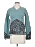 Sleeping On Snow 100% Lambswool Animal Print Teal Wool Pullover Sweater Size XS - photo 1