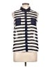 Edge Stripes Blue Sleeveless Button-Down Shirt Size L - photo 1