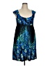 Connected Apparel Floral Blue Cocktail Dress Size 1X  - photo 1