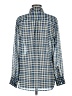 C. Wonder 100% Polyester Checkered-gingham Blue Long Sleeve Blouse Size M - photo 2
