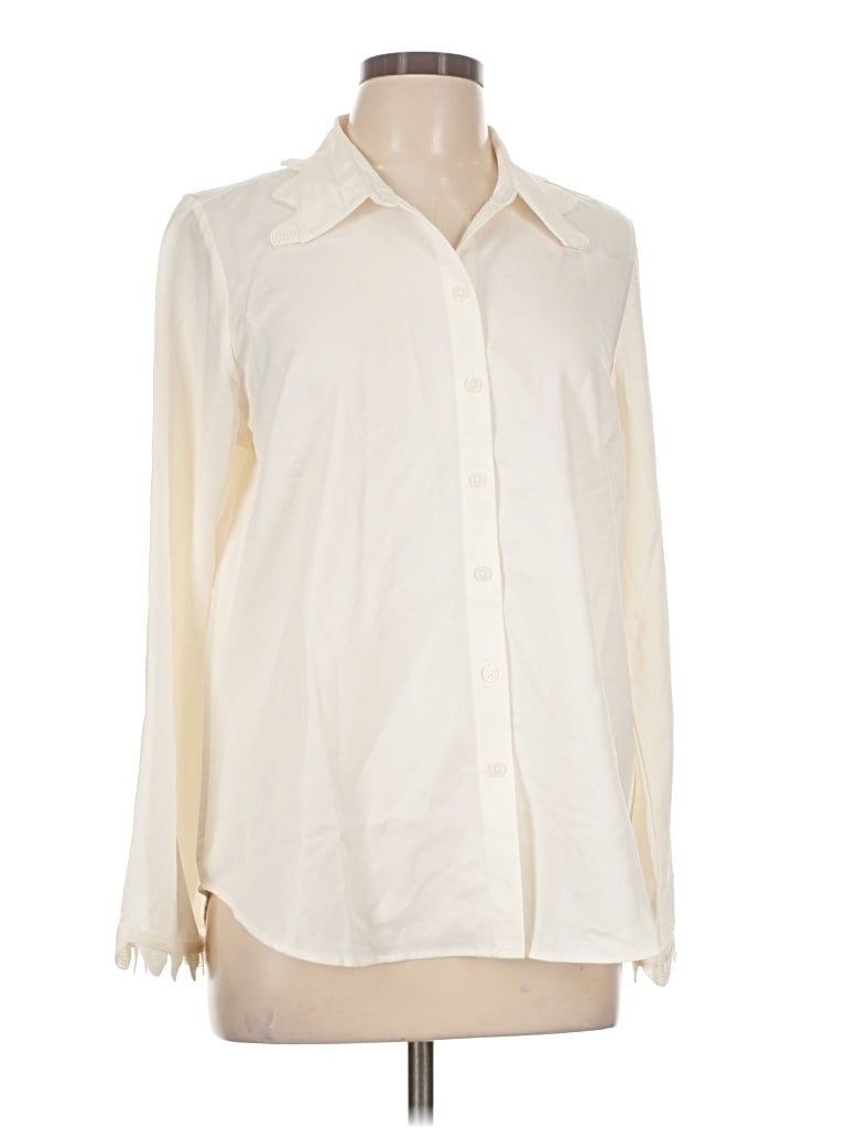 Pre-owned Dg^2 By Diane Gilman Long Sleeve Blouse In Ivory