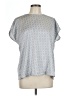 Halogen Houndstooth Silver Short Sleeve Blouse Size L - photo 1