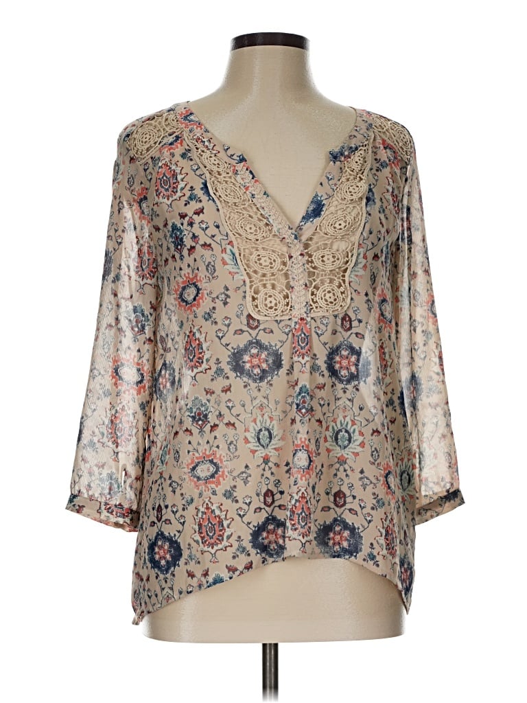 Pre-owned Maeve 3/4 Sleeve Blouse In Tan